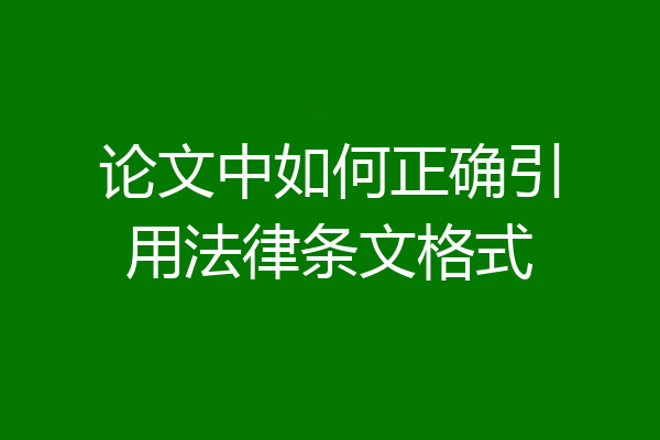 论文中如何正确引用法律条文格式