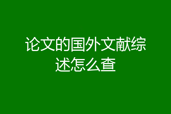 论文的国外文献综述怎么查