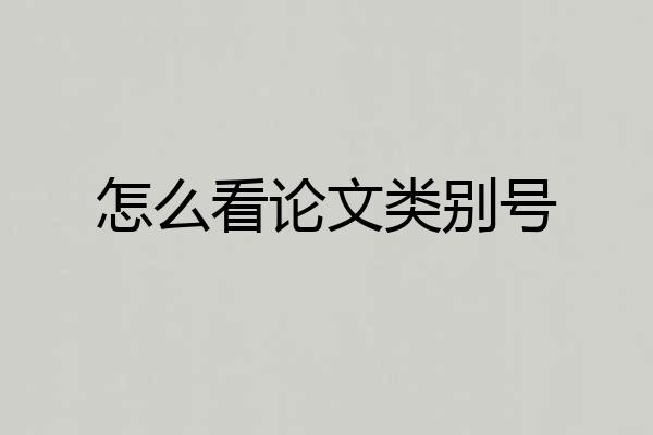 怎么看论文类别号