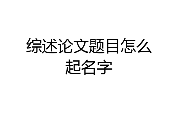 综述论文题目怎么起名字