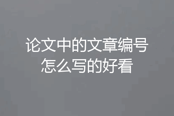 论文中的文章编号怎么写的好看