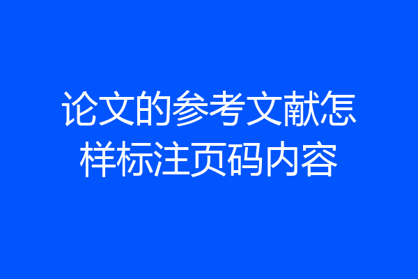 论文的参考文献怎样标注页码内容