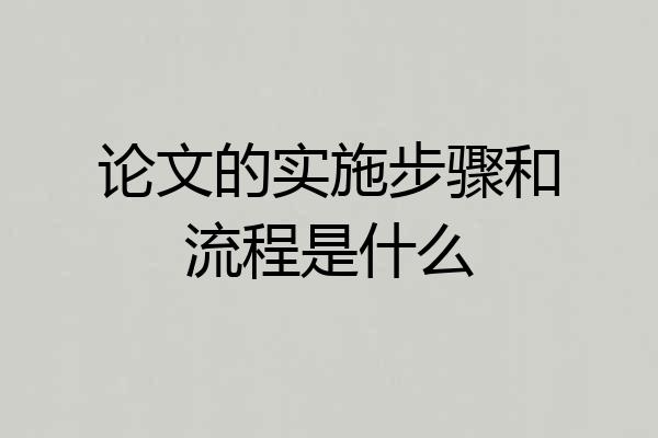论文的实施步骤和流程是什么