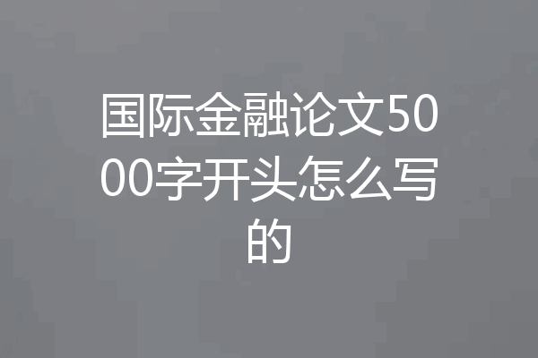 国际金融论文5000字开头怎么写的