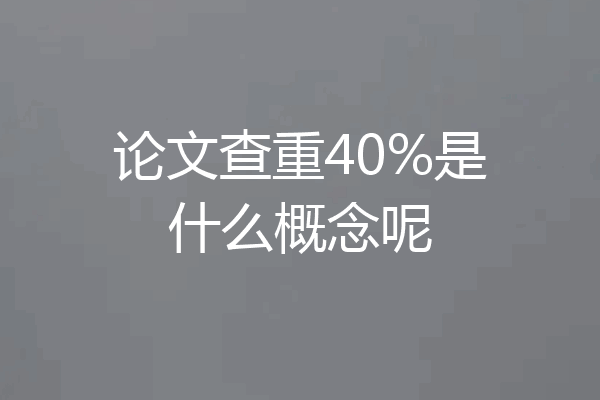 论文查重40%是什么概念呢
