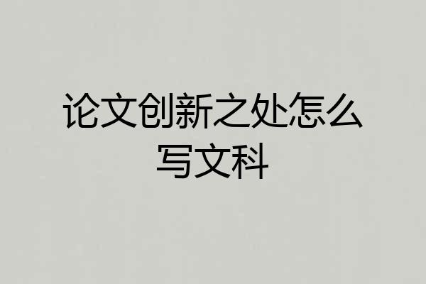 论文创新之处怎么写文科