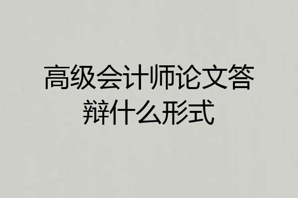 高级会计师论文答辩什么形式