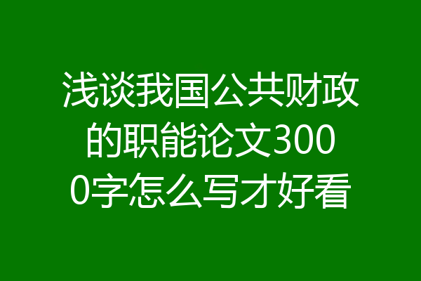 浅谈我国公共财政的职能论文3000字怎么写才好看