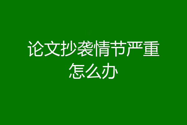 论文抄袭情节严重怎么办