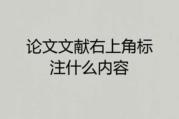 论文文献右上角标注什么内容