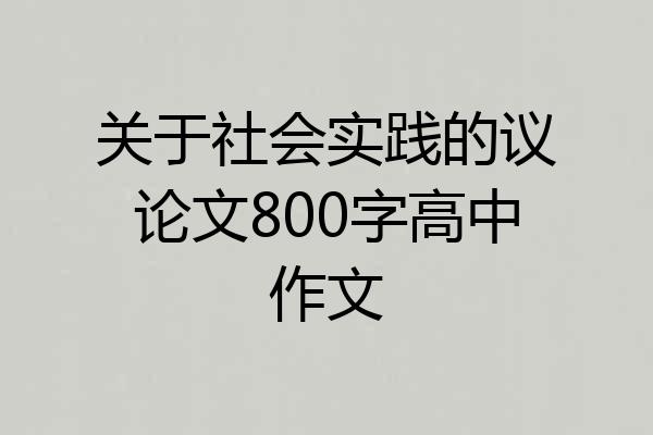 关于社会实践的议论文800字高中作文