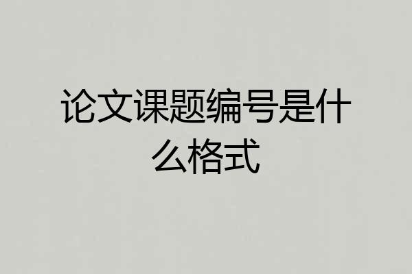 论文课题编号是什么格式
