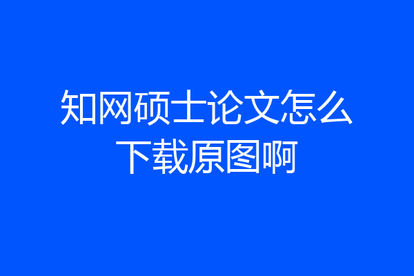 知网硕士论文怎么下载原图啊