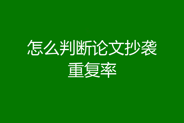 怎么判断论文抄袭重复率