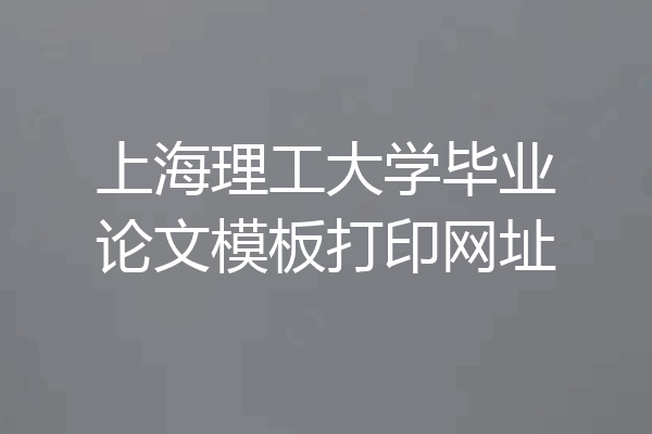 上海理工大学毕业论文模板打印网址
