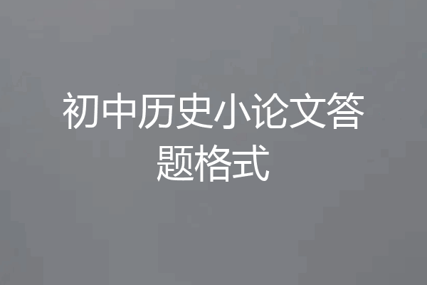 初中历史小论文答题格式