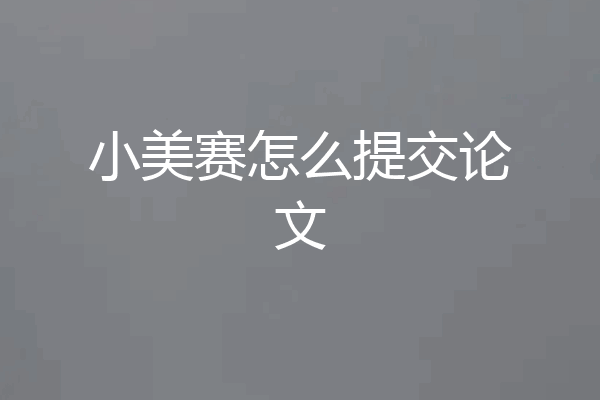 小美赛怎么提交论文