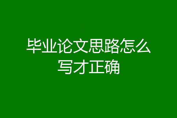毕业论文思路怎么写才正确