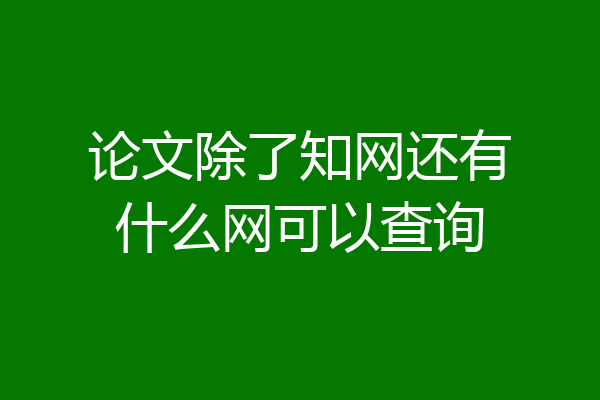 论文除了知网还有什么网可以查询