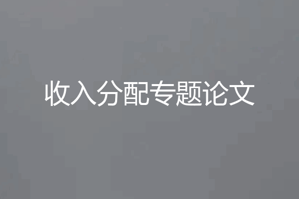 收入分配专题论文
