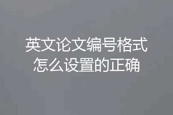 英文论文编号格式怎么设置的正确