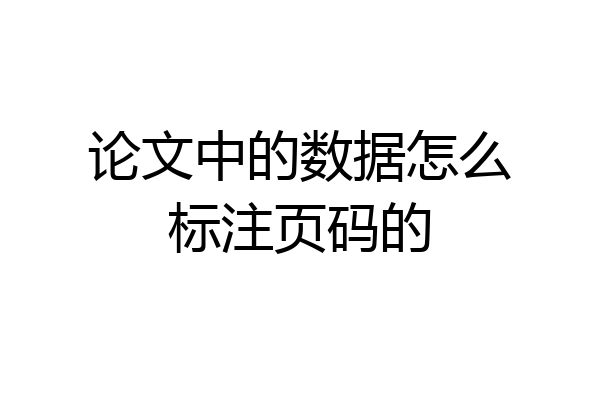 论文中的数据怎么标注页码的