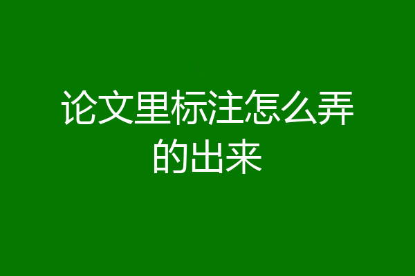 论文里标注怎么弄的出来