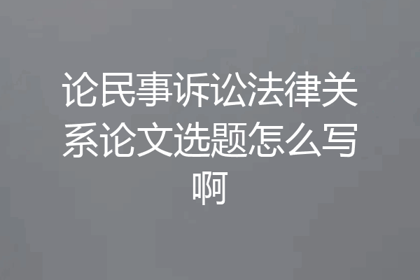 论民事诉讼法律关系论文选题怎么写啊