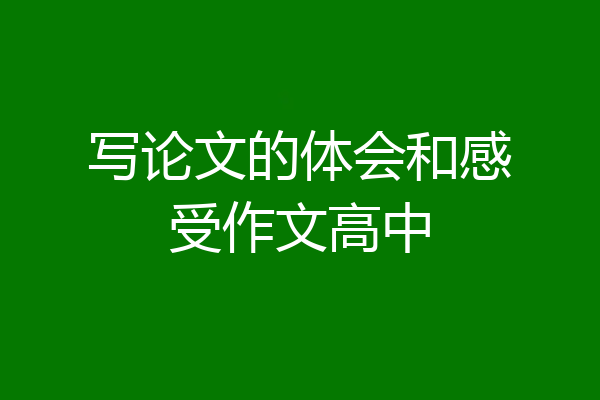 写论文的体会和感受作文高中