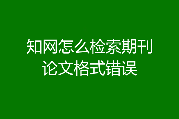 知网怎么检索期刊论文格式错误