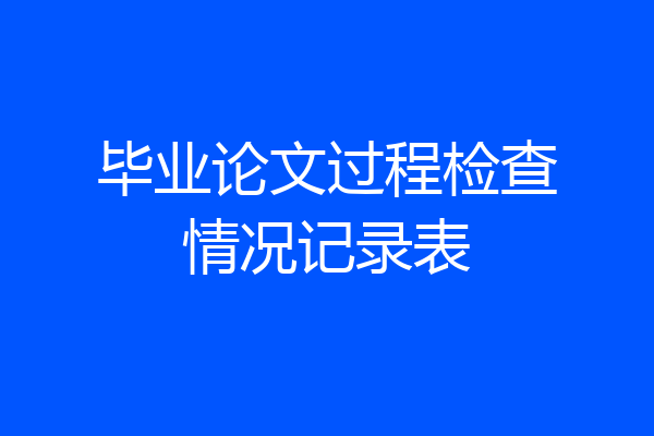毕业论文过程检查情况记录表