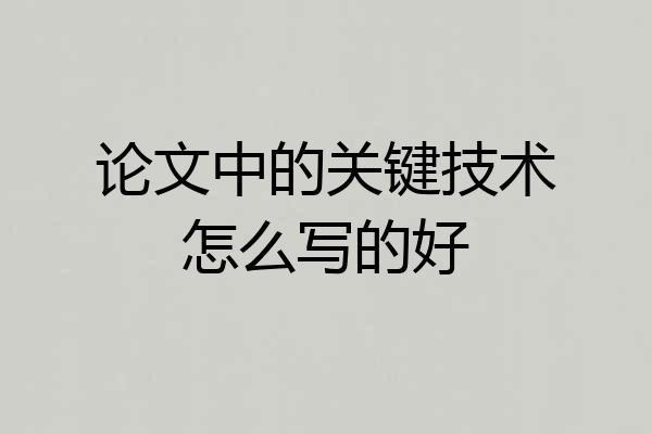 论文中的关键技术怎么写的好