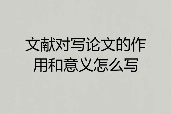 文献对写论文的作用和意义怎么写