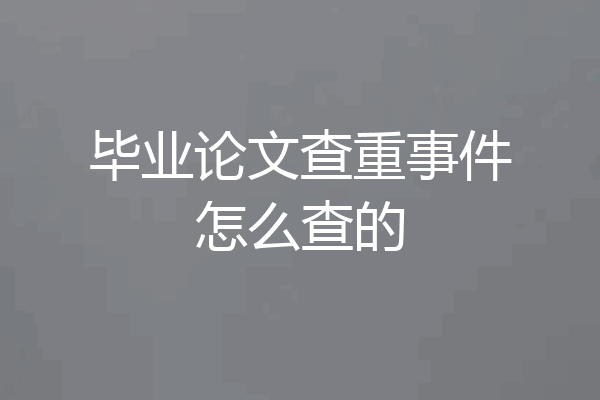 毕业论文查重事件怎么查的