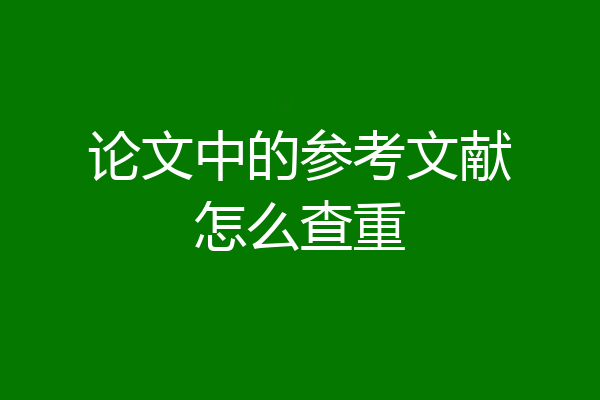 论文中的参考文献怎么查重