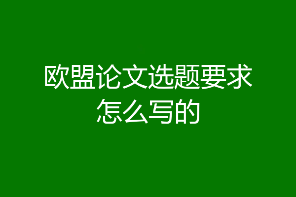 欧盟论文选题要求怎么写的