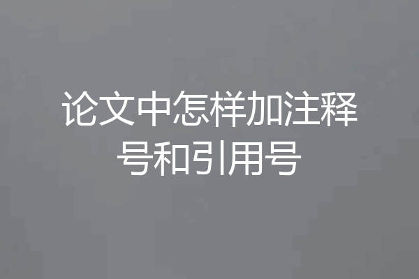 论文中怎样加注释号和引用号