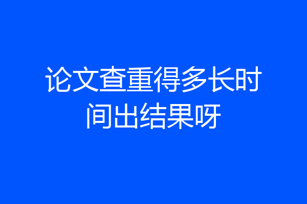 论文查重得多长时间出结果呀