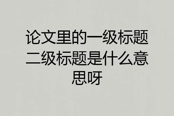 论文里的一级标题二级标题是什么意思呀