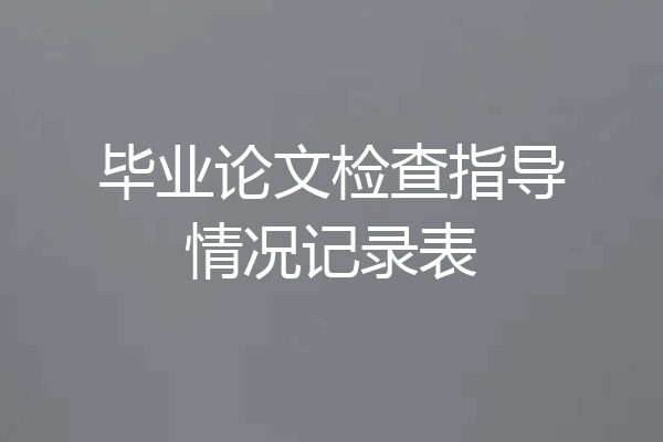毕业论文检查指导情况记录表
