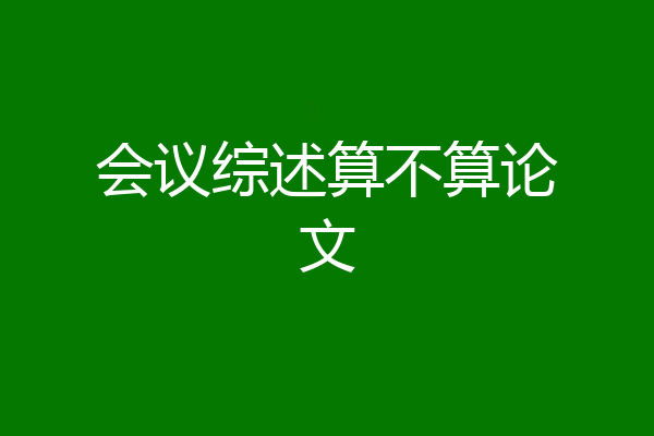 会议综述算不算论文