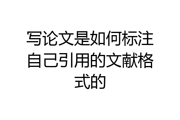 写论文是如何标注自己引用的文献格式的