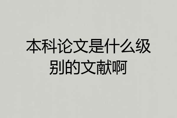 本科论文是什么级别的文献啊