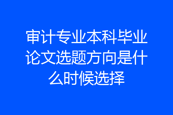 审计专业本科毕业论文选题方向是什么时候选择