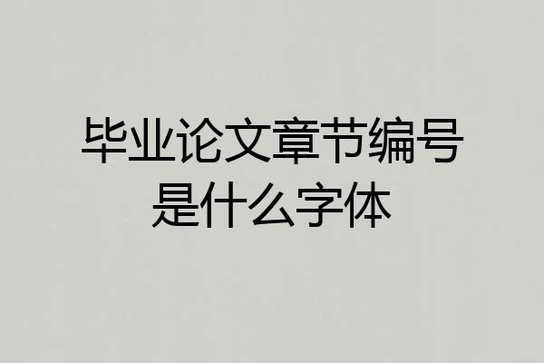 毕业论文章节编号是什么字体
