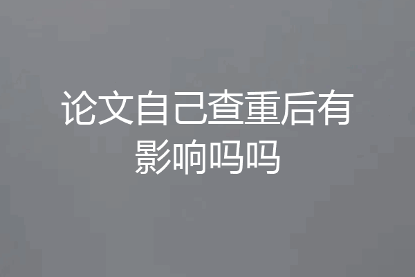 论文自己查重后有影响吗吗