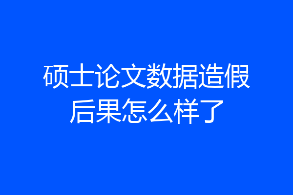 硕士论文数据造假后果怎么样了