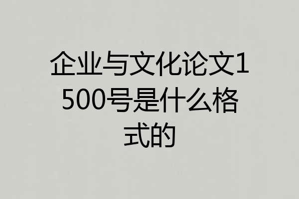 企业与文化论文1500号是什么格式的
