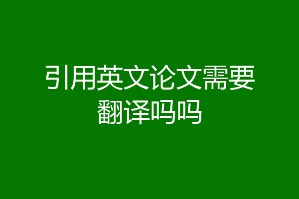 引用英文论文需要翻译吗吗