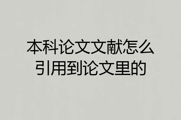 本科论文文献怎么引用到论文里的